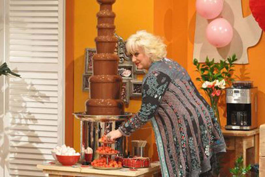 Tijdens de uitzending van KoffieMAX kreeg het publiek een overheerlijke aardbei met chocolade aangeboden door di Chocolo.